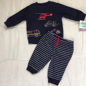 Baby Boy 0/3M Long Sleeve Shirt & Pants Outfit Set